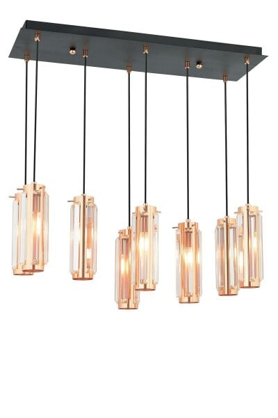 NATALİ 8Lİ SIRALI BAKIR SARKIT SALON- YEMEK MASASI AVİZE