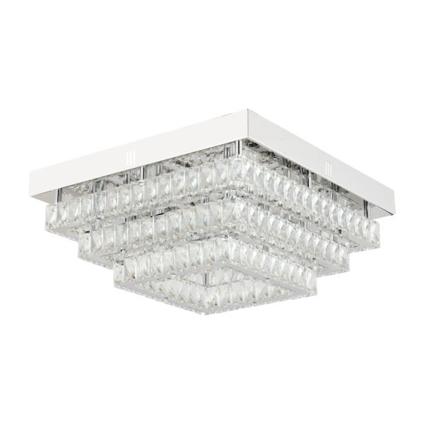 Modina 3 Katlı Krom Ledli 3 Renkli 120 Watt Kristalli Taşlı Modern Tasarım Led  Kristal Salon Avize