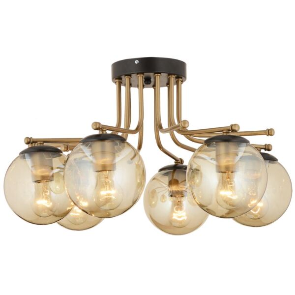 Edin 6Lı Siyah Eskitme Bal Camlı Modern Genç Odası Yatak Odası Salon Avize