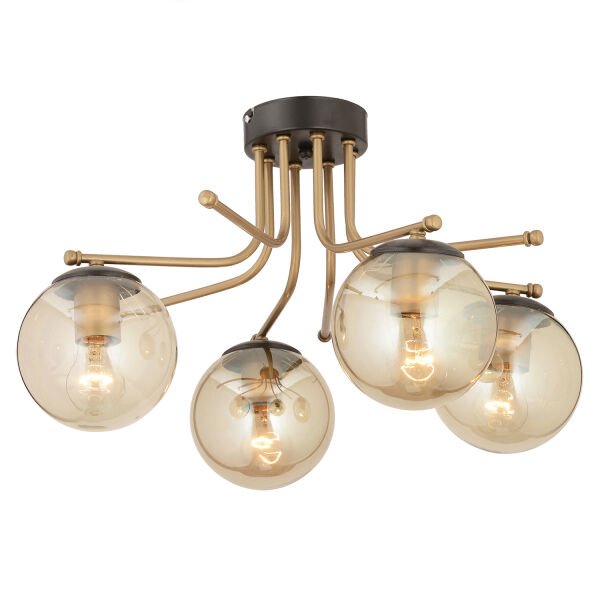 Edin 4Lü Siyah Eskitme Bal Camlı Modern Genç Odası Yatak Odası Salon Avize