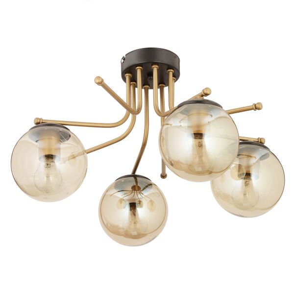 Edin 4Lü Siyah Eskitme Bal Camlı Modern Genç Odası Yatak Odası Salon Avize