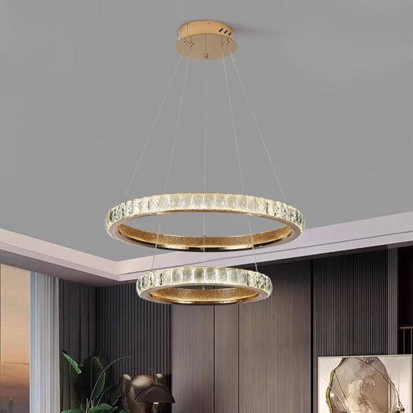 Luca 2 Katlı Gold Ledli Avize Yatak Odası, Koridor, Salon Avize