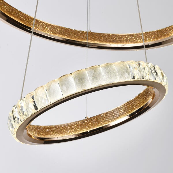 LUCA 2 KATLI GOLD LEDLİ AVİZE