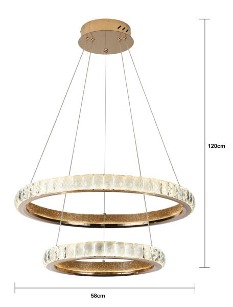 LUCA 2 KATLI GOLD LEDLİ AVİZE