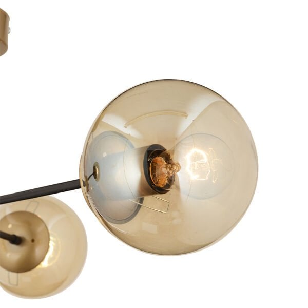 Nide 3Lü Siyah Eskitme Bal Camlı Modern Genç Odası Yatak Odası Retro Salon Avize