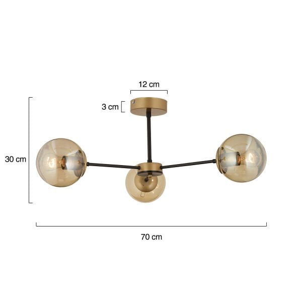 Nide 3Lü Siyah Eskitme Bal Camlı Modern Genç Odası Yatak Odası Retro Salon Avize