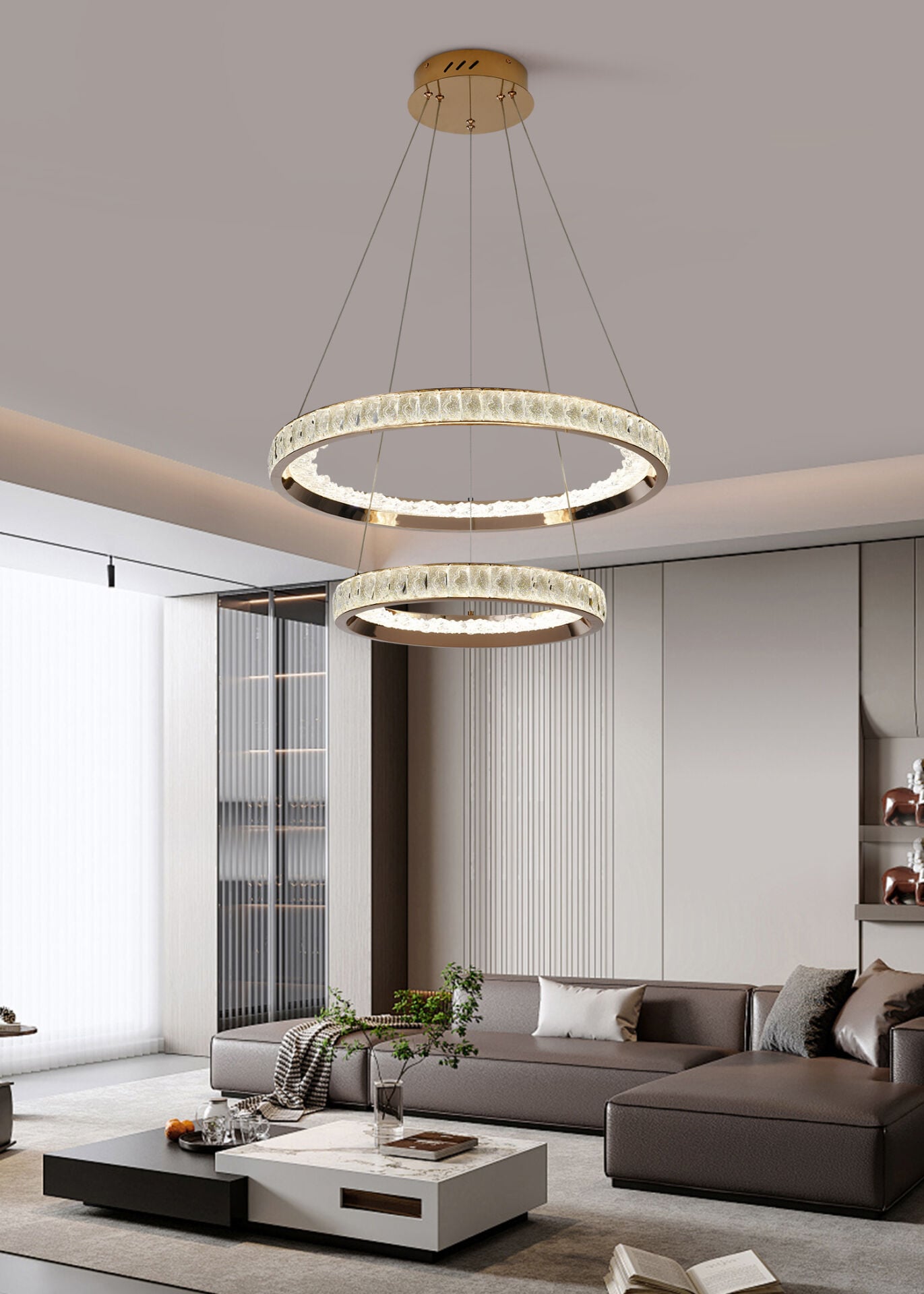 ELİO 2 KATLI GOLD LEDLİ AVİZE