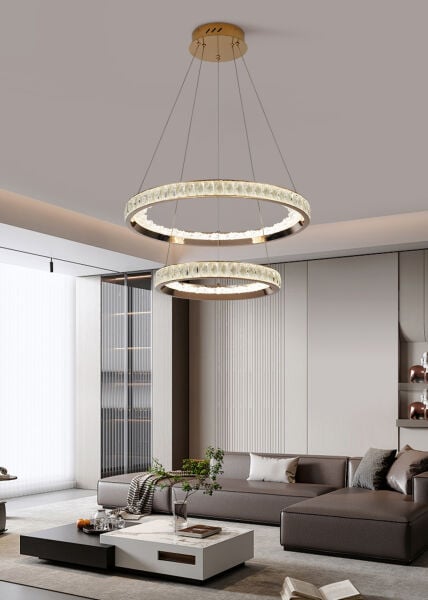 ELİO 2 KATLI GOLD LEDLİ AVİZE