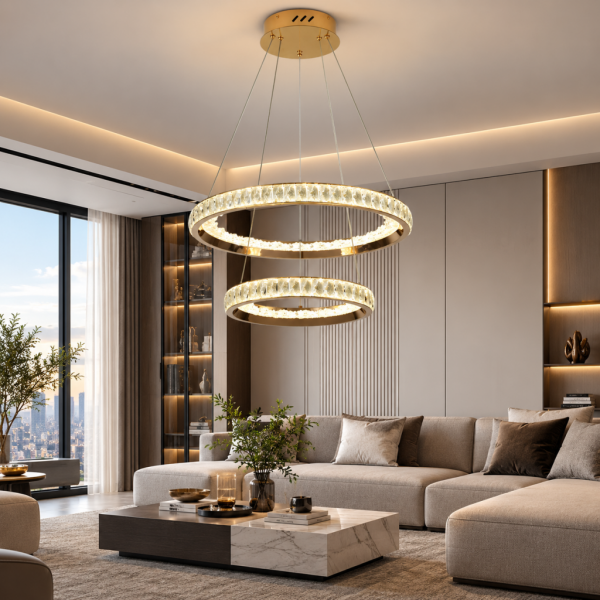 ELİO 2 KATLI GOLD LEDLİ AVİZE