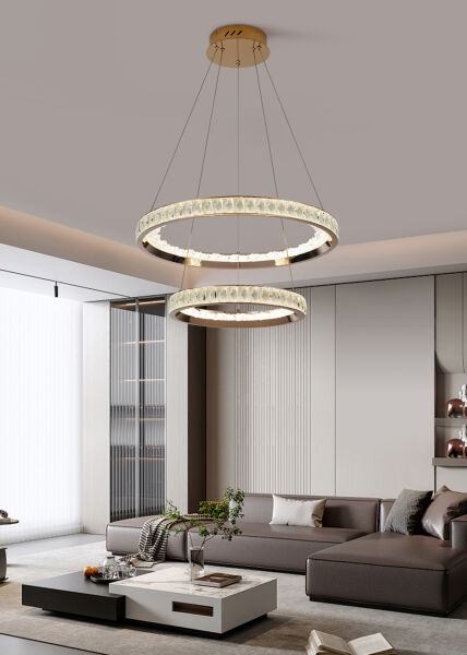 ELİO 2 KATLI GOLD LEDLİ AVİZE
