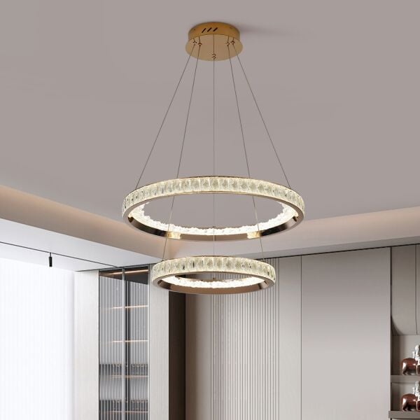 Elio 2 Katlı Gold Ledli Avize Yatak Odası, Koridor, Salon Avize