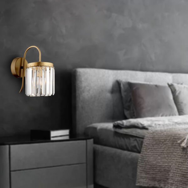 Rachel Eskitme Kristal Taşlı Duvar Lambası Yatak Odası-Yatak Başı-Salon için Aplik