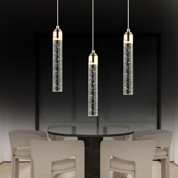 Zaki 3 lü Gold Kaplama 3 Renkli 45 Watt Ledli Modern Tasarım Oturma Odası,Genç Odası,Yatak Odası,Salon Sarkıt Led Avize