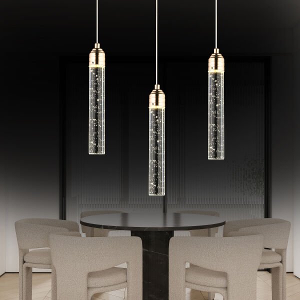 Zaki 3 lü Gold Kaplama 3 Renkli 45 Watt Ledli Modern Tasarım Oturma Odası,Genç Odası,Yatak Odası,Salon Sarkıt Led Avize