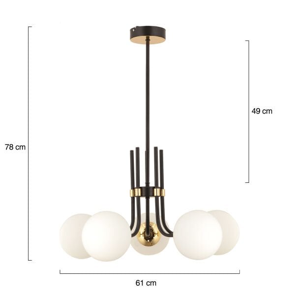 Dragon 5Li Siyah Gold Modern Genç Odası Yatak Odası Retro Salon Avize