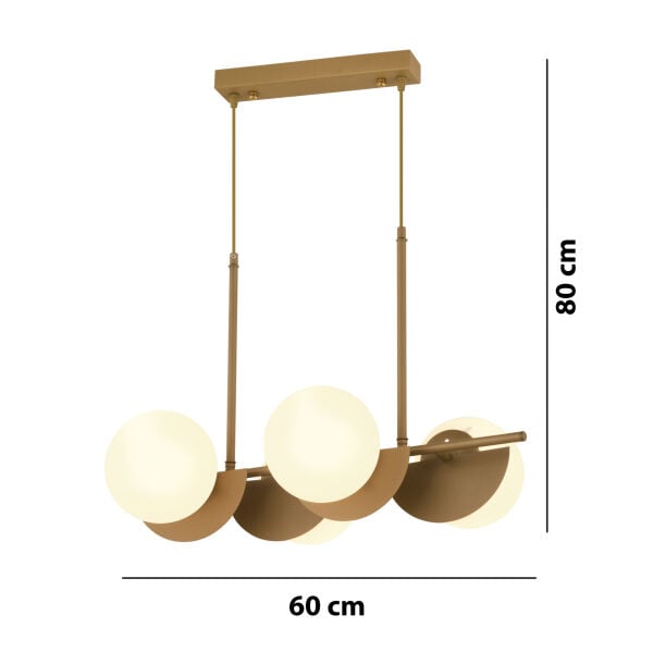Semiluna Eskitme 4'lü Sıralı Beyaz Camlı Avize