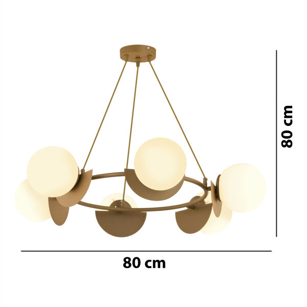 Semiluna Eskitme 6'lı Yuvarlak Beyaz Camlı Avize