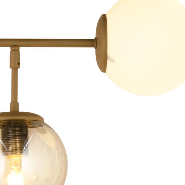 Duo Eskitme 4'lü Sıralı Bal Camlı Beyaz Camlı Avize