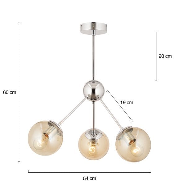 Meyo 3Lü Krom Bal Camlı Modern Genç Odası Yatak Odası Salon Avize