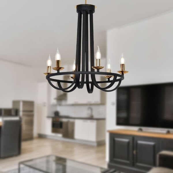 Penelope Siyah 6 Lı Modern Genç Odası Yatak Odası Retro Salon Avize