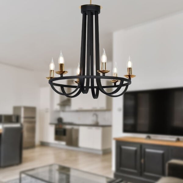 Penelope Siyah 6 Lı Modern Genç Odası Yatak Odası Retro Salon Avize