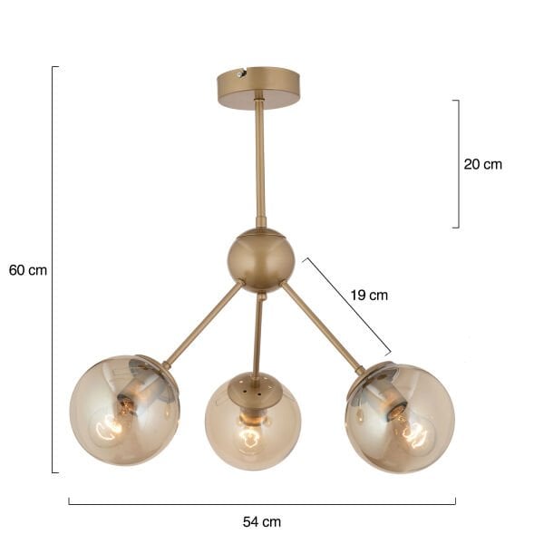 Meyo 3Lü Eskitme Bal Camlı Modern Genç Odası Yatak Odası Salon Avize