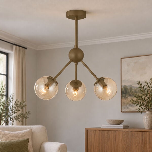 Meyo 3Lü Eskitme Bal Camlı Modern Genç Odası Yatak Odası Salon Avize