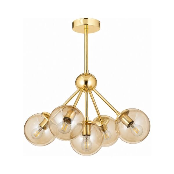Meyo 5Li Gold Bal Camlı Modern Genç Odası Yatak Odası Salon Avize