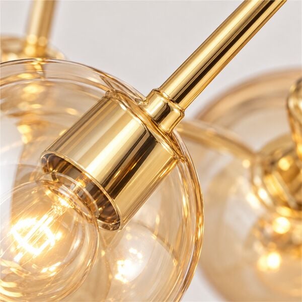 Meyo 5Li Gold Bal Camlı Modern Genç Odası Yatak Odası Salon Avize