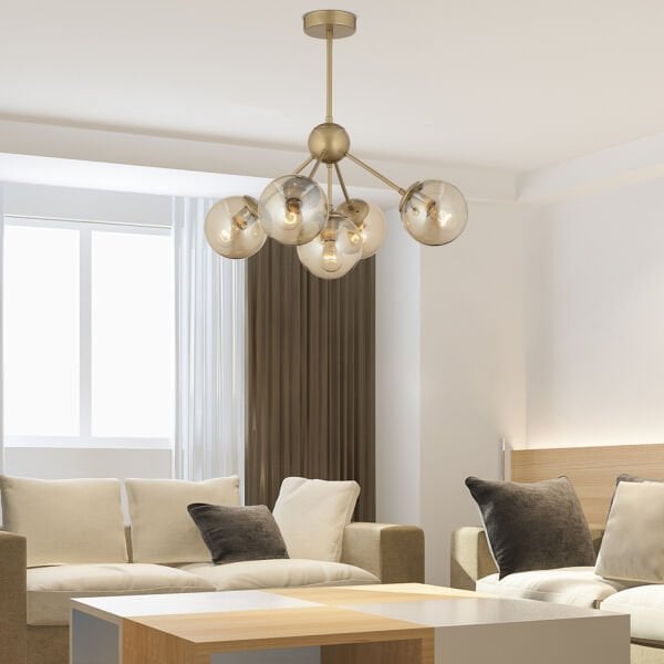 Meyo 5Li Eskitme Bal Camlı Modern Genç Odası Yatak Odası Salon Avize