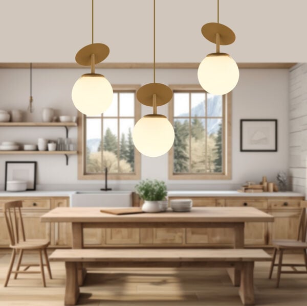 Savello Eskitme 3'lü Sıralı Beyaz Camlı Avize