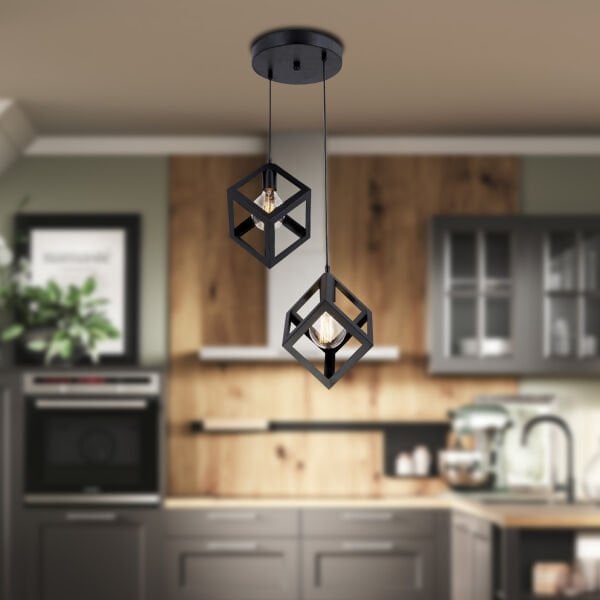 Cup 2Li Siyah Sarkıt Modern Genç Odası Mutfak Retro Salon Sarkıt Avize