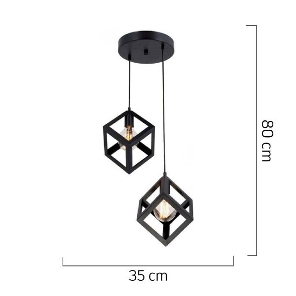 Cup 2Li Siyah Sarkıt Modern Genç Odası Mutfak Retro Salon Sarkıt Avize