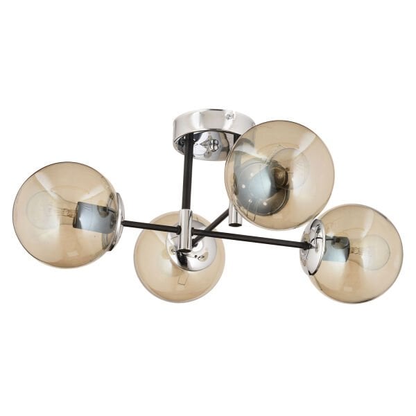 Maral 4Lü Siyah Krom Bal Camlı Modern Koridor Mutfak Salon Retro Avize