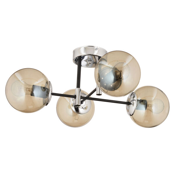 Maral 4Lü Siyah Krom Bal Camlı Modern Koridor Mutfak Salon Retro Avize
