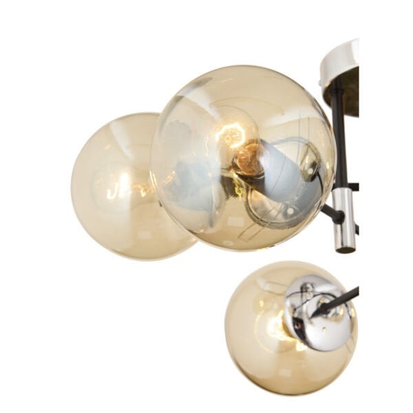 Maral 4Lü Siyah Krom Bal Camlı Modern Koridor Mutfak Salon Retro Avize