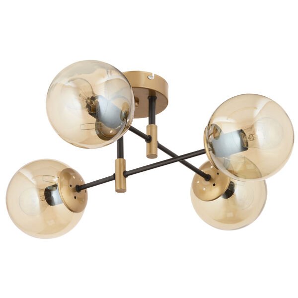 Maral 4Lü Siyah Eskitme Bal Camlı Modern Genç Odası Yatak Odası Retro Salon Avize