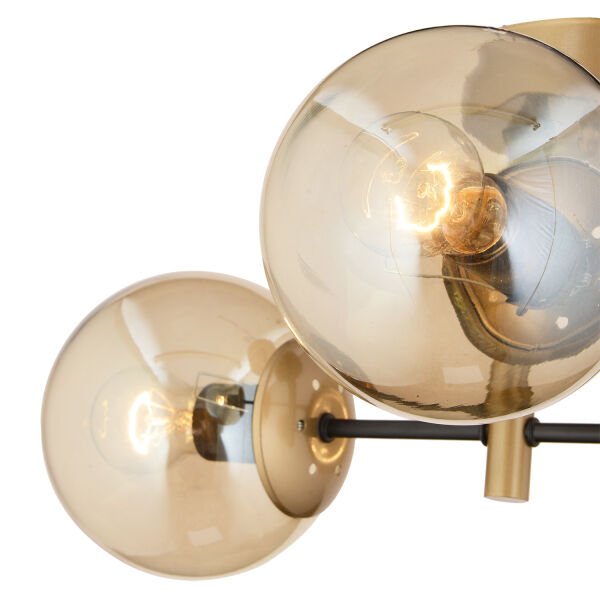 Maral 4Lü Siyah Eskitme Bal Camlı Modern Genç Odası Yatak Odası Retro Salon Avize