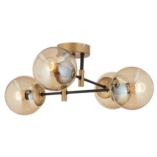 Maral 4Lü Siyah Eskitme Bal Camlı Modern Genç Odası Yatak Odası Retro Salon Avize