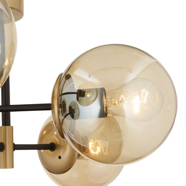 Maral 6Lı Siyah Eskitme Bal Camlı Modern Genç Odası Yatak Odası Retro Salon Avize