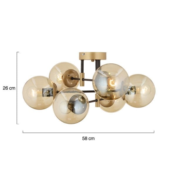 Maral 6Lı Siyah Eskitme Bal Camlı Modern Genç Odası Yatak Odası Retro Salon Avize