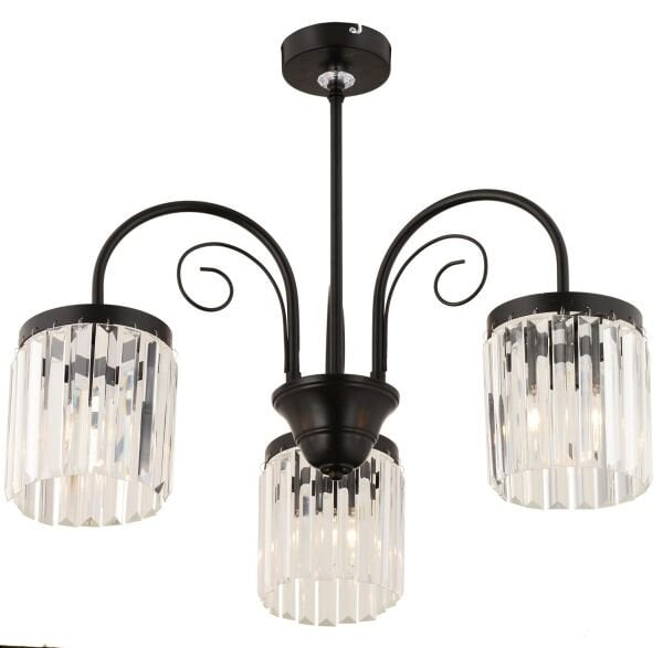 Matias 3Lü Siyah Kristalli, Taşlı Modern Tasarım Kristal Salon Avize