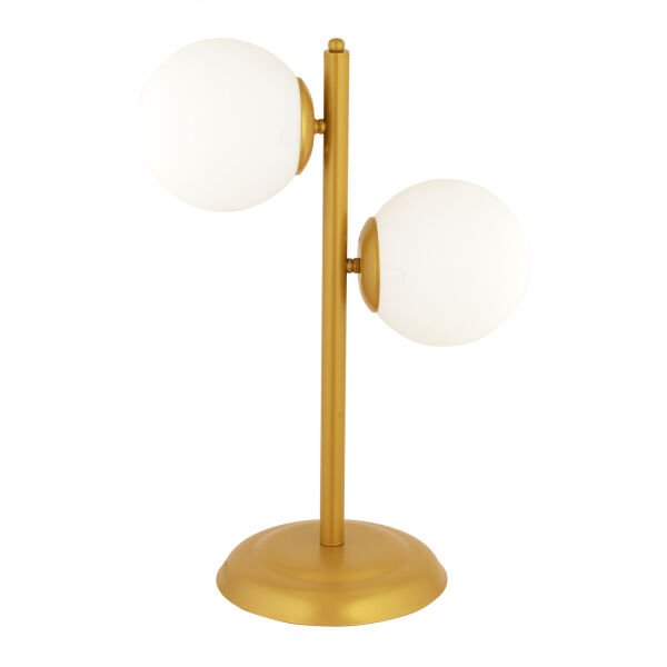 Siena 2Li Gold Boyalı Beyaz Camlı Masa Lambası Modern Tasarım -Yatak Odası-Salon Abajur