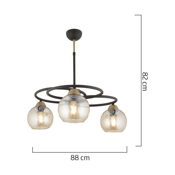 Püren 3Lü Siyah Modern Genç Odası Mutfak Retro Salon Avize