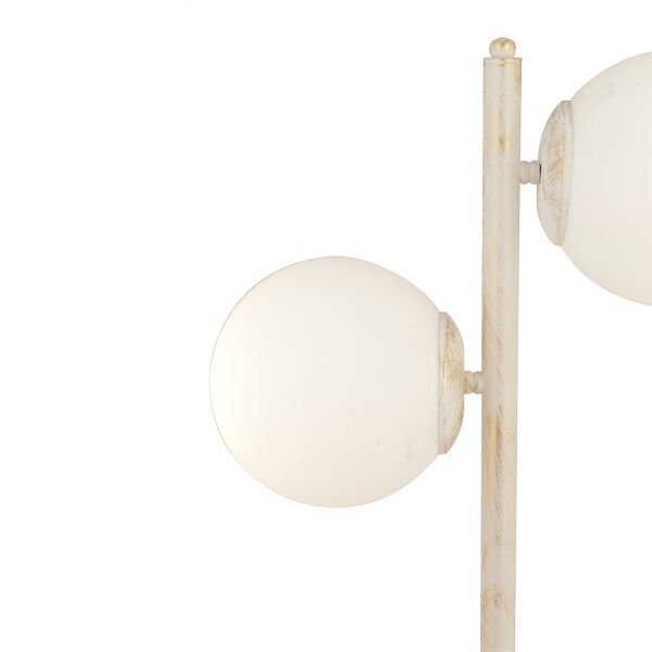 Siena 2Li Beyaz Boyalı Beyaz Camlı Masa Lambası Modern Tasarım -Yatak Odası-Salon Abajur