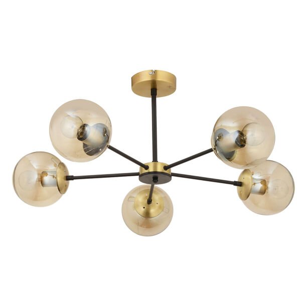 Nide 5Li Siyah Eskitme Bal Camlı Modern Genç Odası Yatak Odası Retro Salon Avize