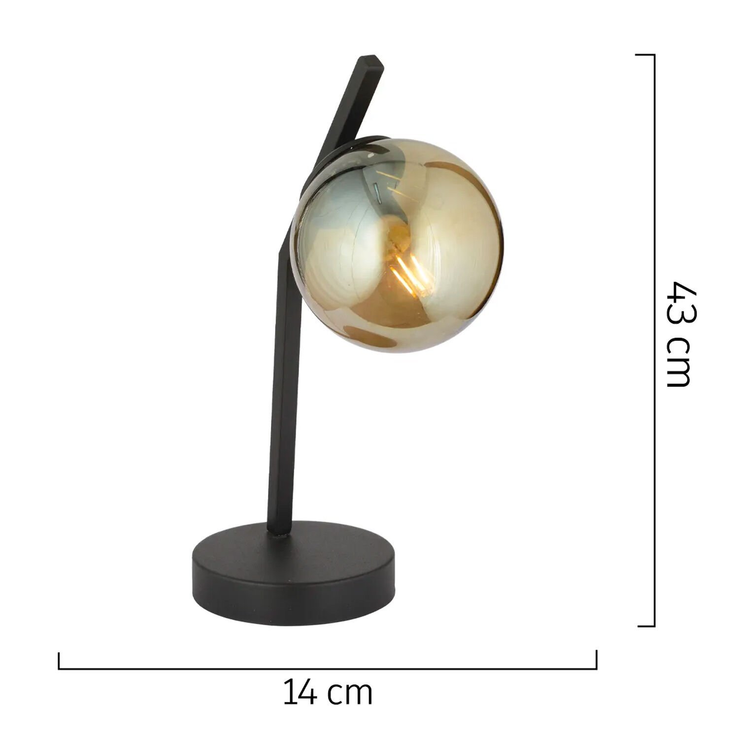 Feris Siyah  Bal Camlı Masa Lambası Salon-Yatak Odası Modern Retro Abajur