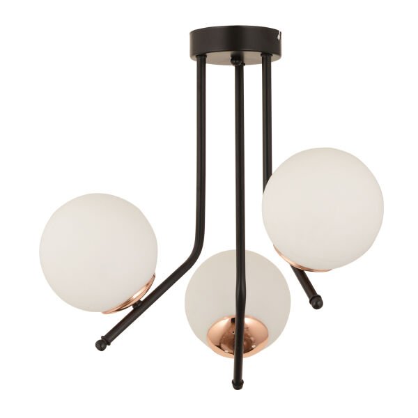 Nida 3Lü Siyah Bakır Modern Mutfak Yatak Odası Retro Salon Avize