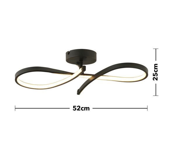 Vetto Siyah 38 Watt Plafonyer 3 Renkli Ledli Modern Mutfak Banyo Led Salon Sarkıt Avize