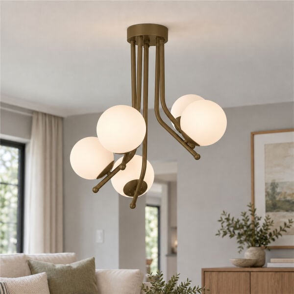 Nida 5Li Komple Eskitme Boyalı Modern Mutfak Yatak Odası Salon Avize